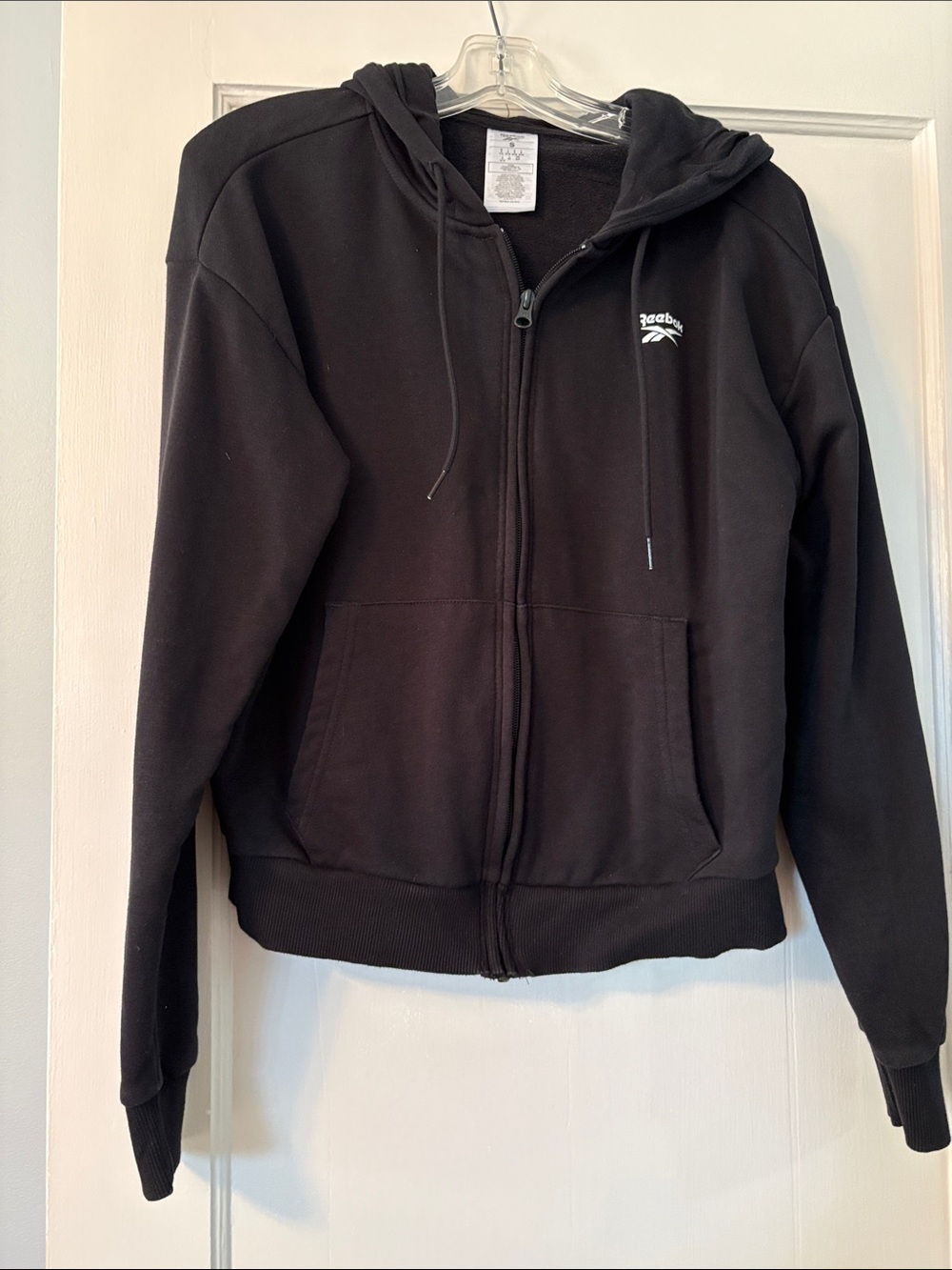 Reebok Black Full-Zip Hoodie with Small White Logo
